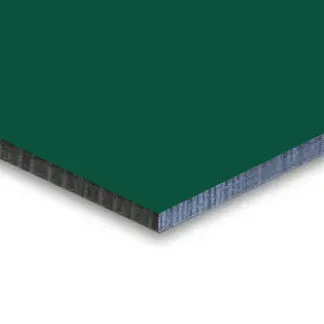 Hpl plaat 6mm Mosgroen Ral 6005 bij benadering. Aan beide zijdes groen gekleurd.