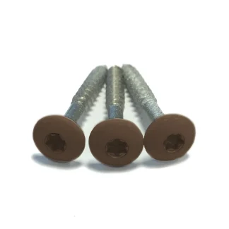 HPL schroeven bruin Ral 8014